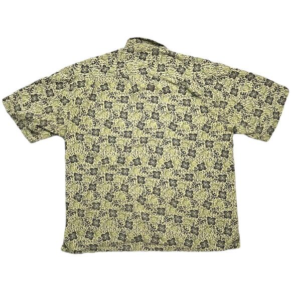 Columbia Green Floral Martini Print Button Up Short Sleeve Shirt Mens Large - Picture 2 of 5
